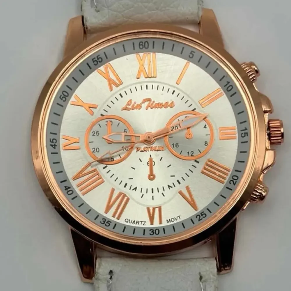 Rose Gold & White Lin Times Men’s Watch